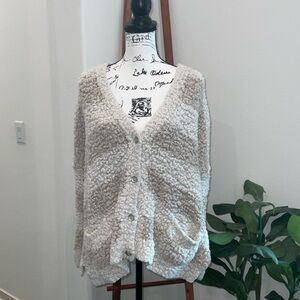Free People Cream Textured Cardigan
